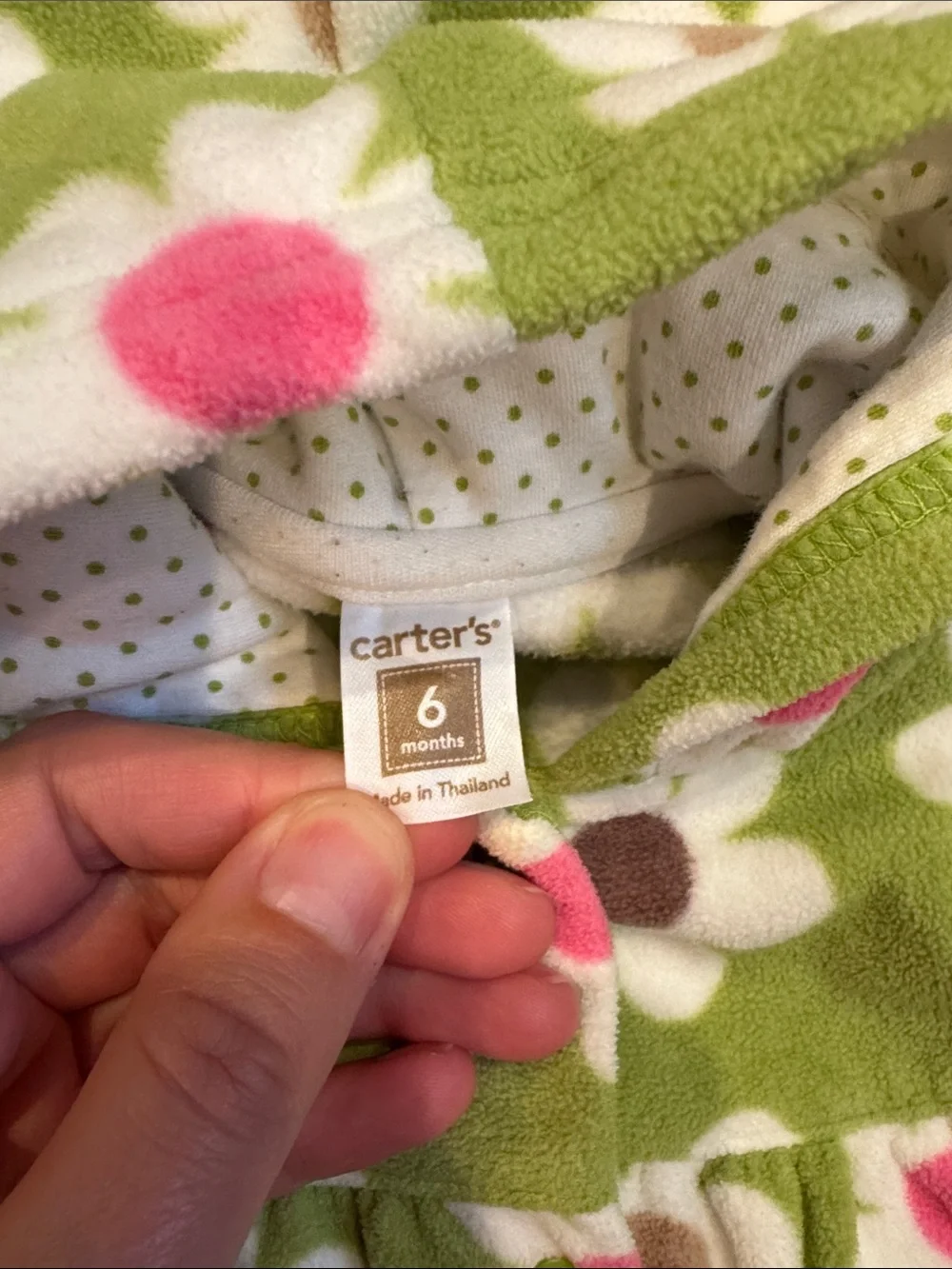 Carter's 6 Months Green Floral Hooded Fleece Jacket